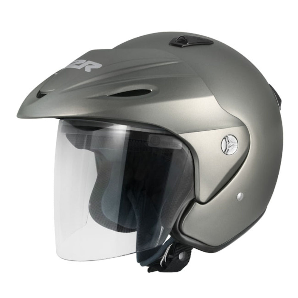 M2R 290 Lightweight Open Face Helmet Clear Visor - Titanium - M #1116298
