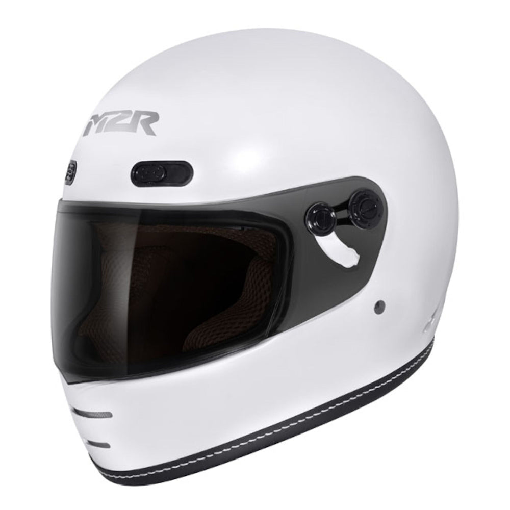 M2R Bolster F-9 Full Face Motorcycle Helmet Retro Style - Off White - S #1118712