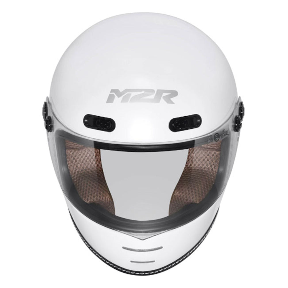 M2R Bolster F-9 Full Face Motorcycle Helmet Retro Style - Off White - S #1118712