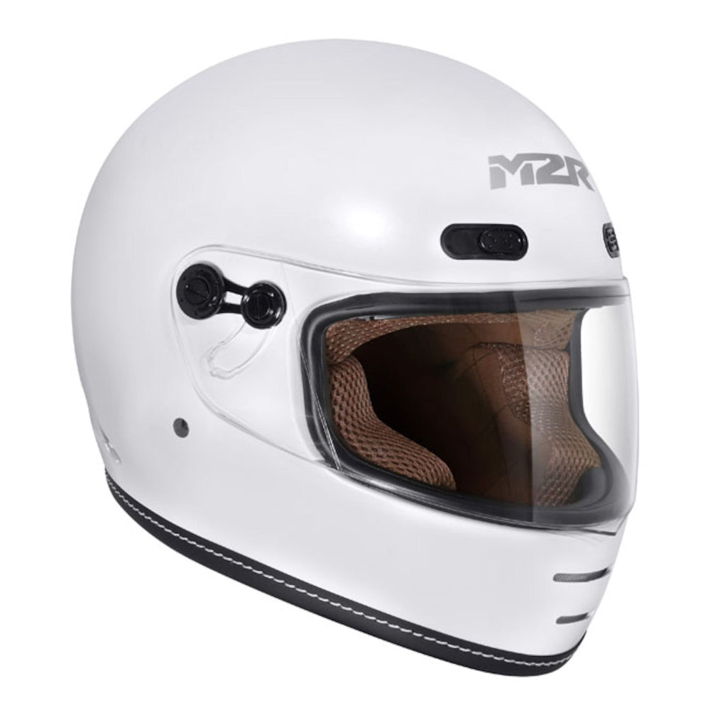 M2R Bolster F-9 Full Face Motorcycle Helmet Retro Style - Off White - S #1118712