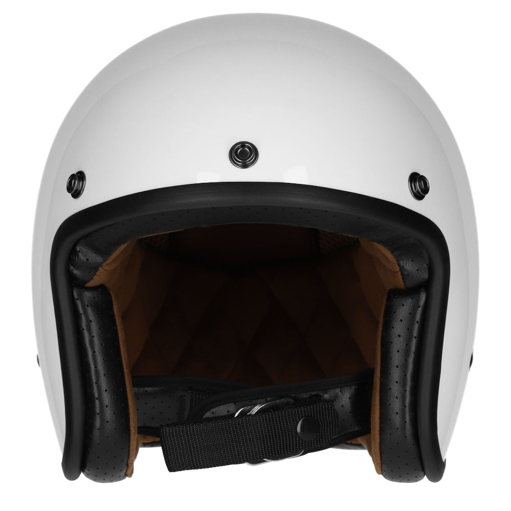 M2R Prime Open Face Motorcycle Helmet Low Slung Fit - White Studs - 2XL #1126363