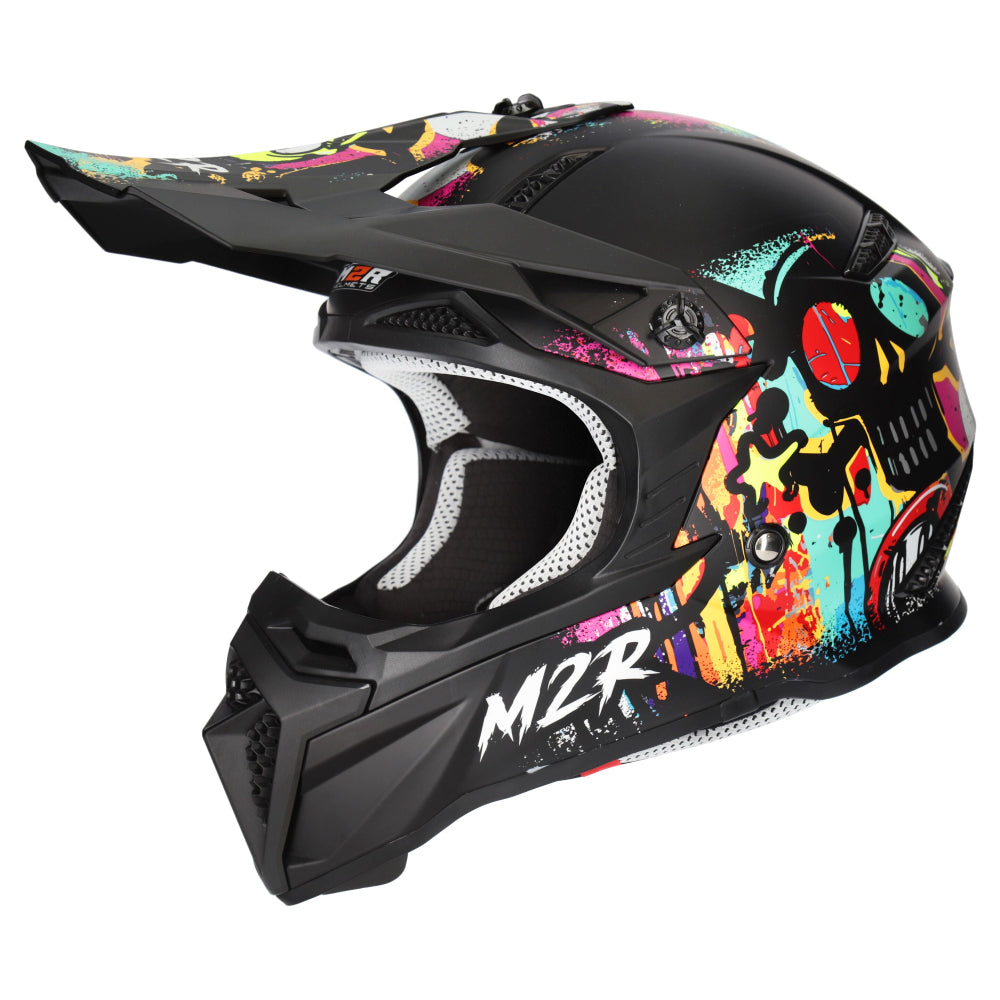 M2R X2.1 Youth ECE 22.06 Lightweight MX Helmet - GRAFFITI PC-1 - YL #1129306