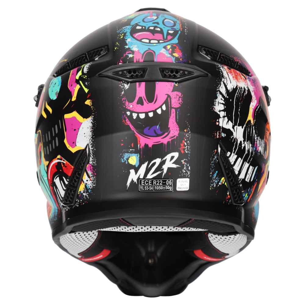 M2R X2.1 Youth ECE 22.06 Lightweight MX Helmet - GRAFFITI PC-1 - YL #1129306