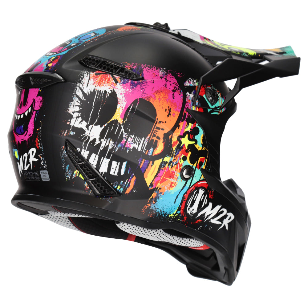 M2R X2.1 Youth ECE 22.06 Lightweight MX Helmet - GRAFFITI PC-1 - YL #1129306