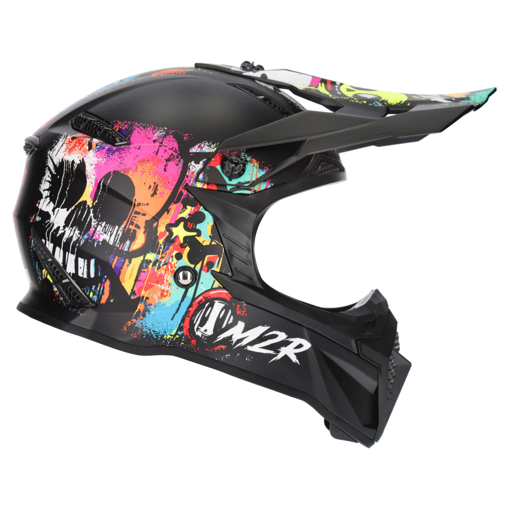 M2R X2.1 Youth ECE 22.06 Lightweight MX Helmet - GRAFFITI PC-1 - YL #1129306