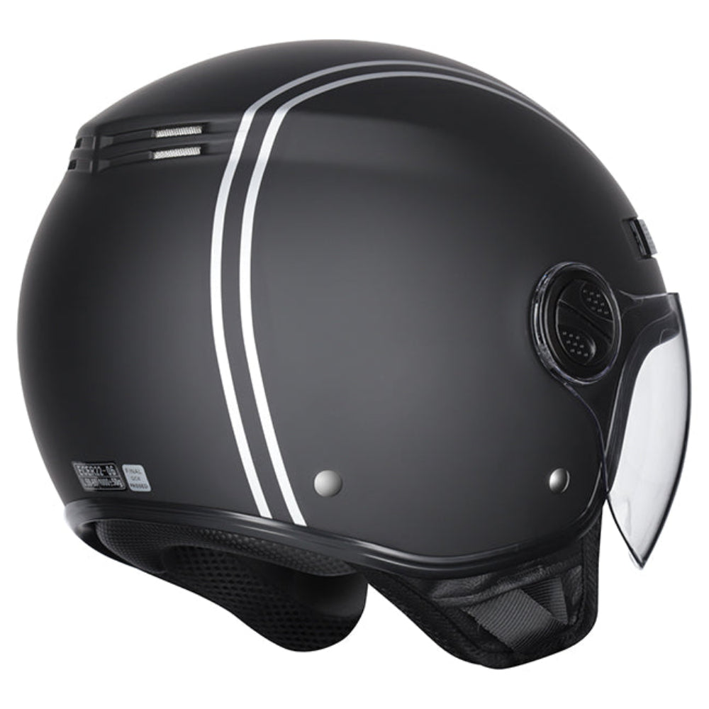 M2R Nimbus ECE22.06 ABS Scooter Helmet - Stripe Black Silver PC-5F - M #1131087