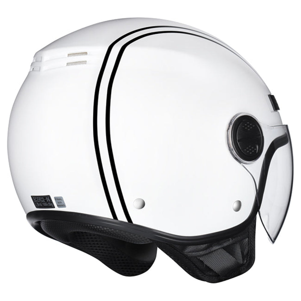M2R Nimbus ECE22.06 ABS Scooter Helmet - Stripe White Black PC-6 - XL #1131095