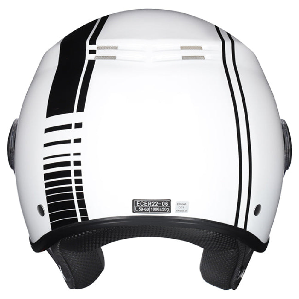 M2R Nimbus ECE22.06 ABS Scooter Helmet - Stripe White Black PC-6 - XL #1131095