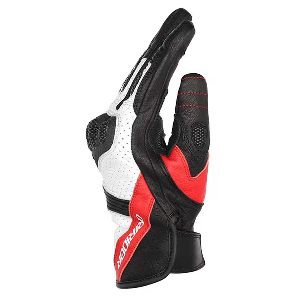 Dririder Covert Leather Summer Touring Gloves-Black/White/Red-2XL #4007828