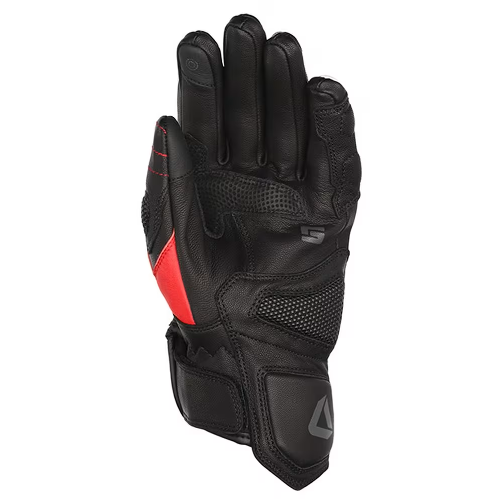 Dririder Covert Leather Summer Touring Gloves-Black/White/Red-2XL #4007828