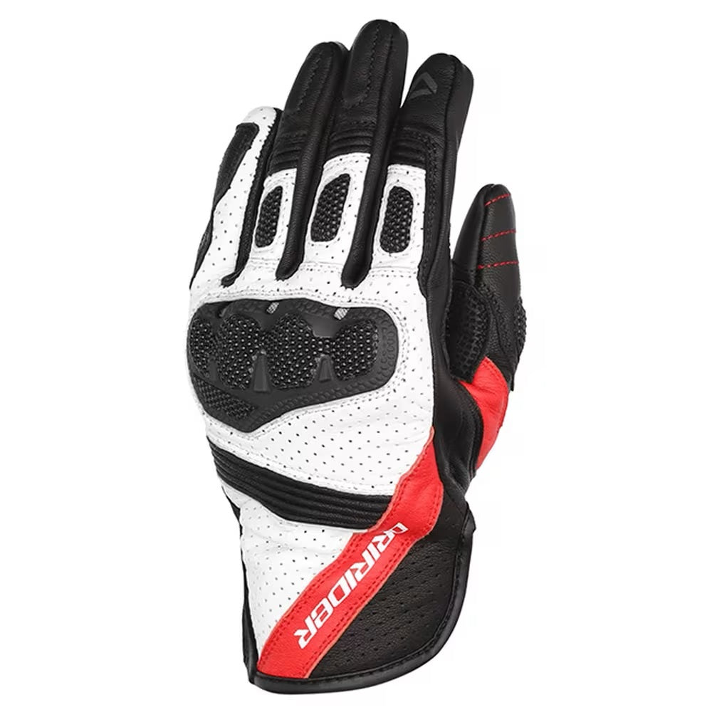 Dririder Covert Leather Summer Touring Gloves-Black/White/Red-2XL #4007828