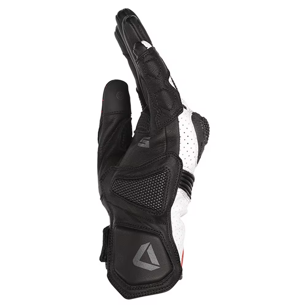 Dririder Covert Leather Summer Touring Gloves-Black/White/Red-2XL #4007828