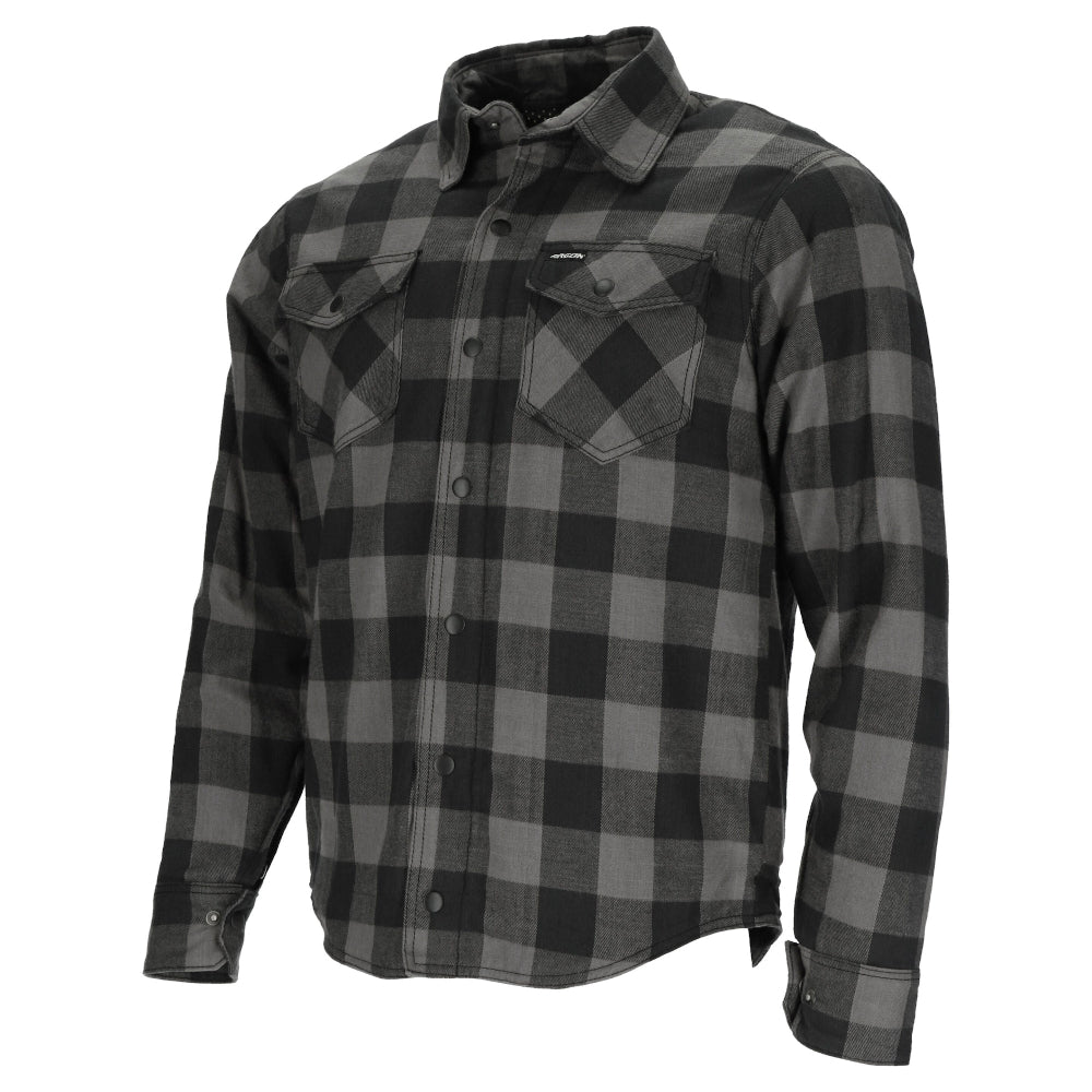 Argon Hatchet Motorcycle Flanno Riding Shirt-Black/Grey-50 (M-L) #2117903