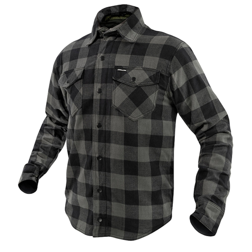 Argon Hatchet Motorcycle Flanno Riding Shirt-Black/Grey-50 (M-L) #2117903