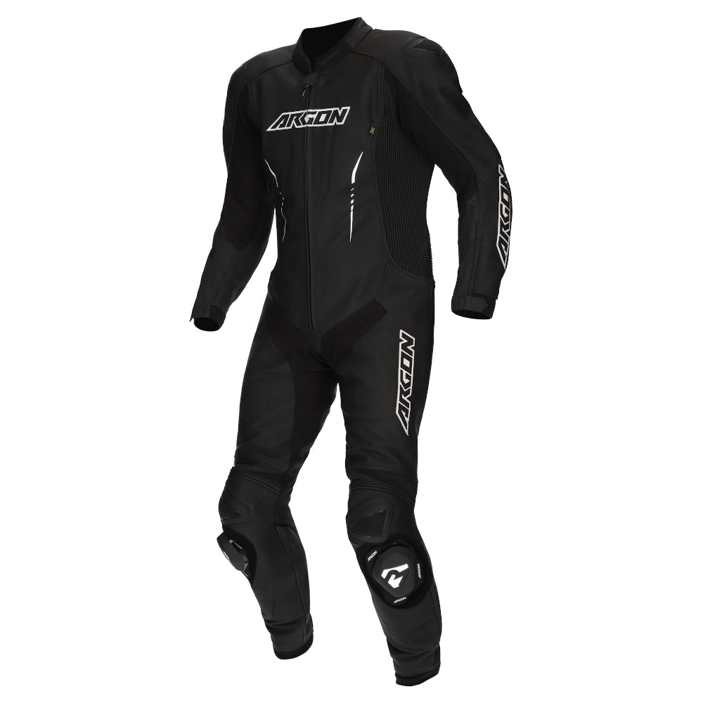 Argon Evade 1-Piece Perforated Leather Race Suit-Black/White-54 (XL) #2118367