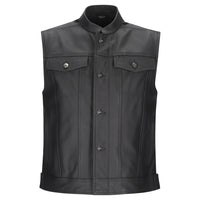 Argon Vice Traditional Cowhide Leather Motorcycle Vest-Black-48 (S-M) #2126746