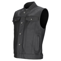 Argon Vice Traditional Cowhide Leather Motorcycle Vest-Black-48 (S-M) #2126746