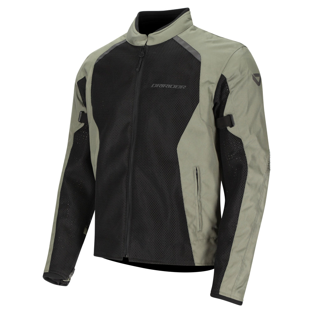 Dririder Aeromesh Motorcycle Summer Mesh Riding Jacket-Black/Olive-3XL #2127431