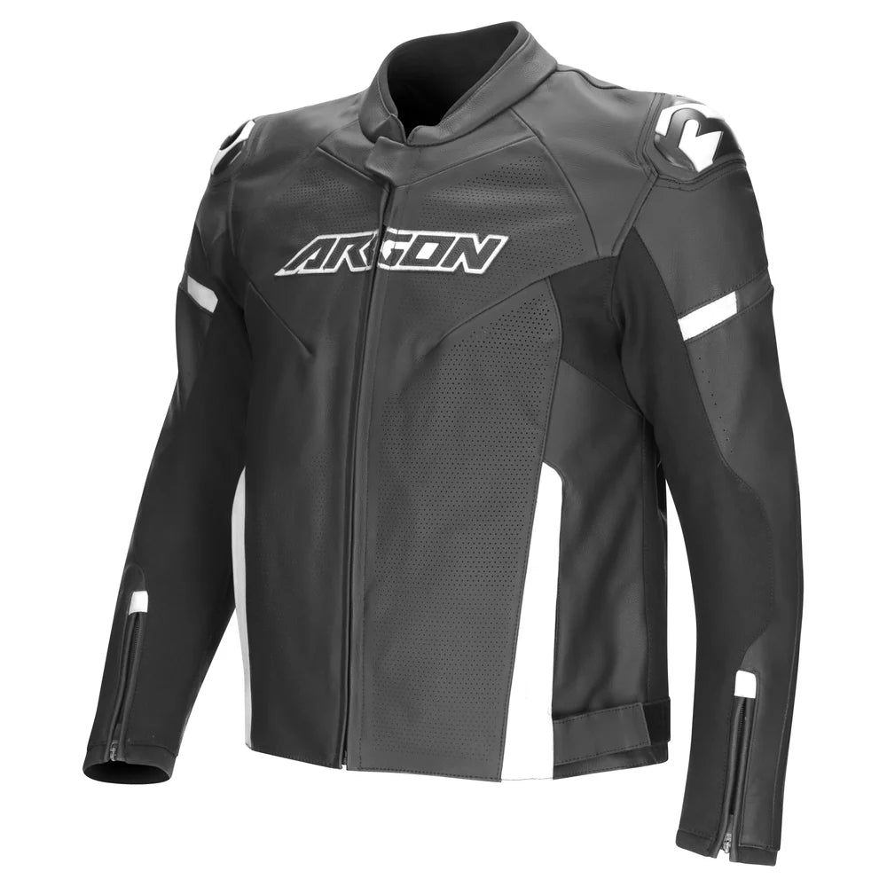 Argon Descent 2 Perforated Leather Riding Jacket-Black/White-50 (M-L) #2128723