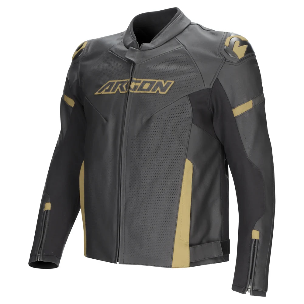 Argon Descent 2 Perforated Leather Riding Jacket-Black/Gold-48 (S-M) #2128738