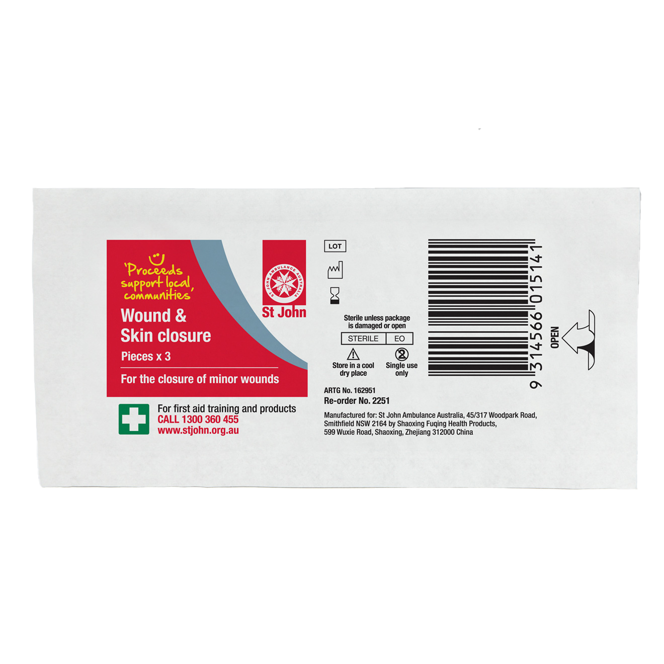 ST JOHN Wound and Skin Closure Strips 3 Pack First Aid Treatment #2251