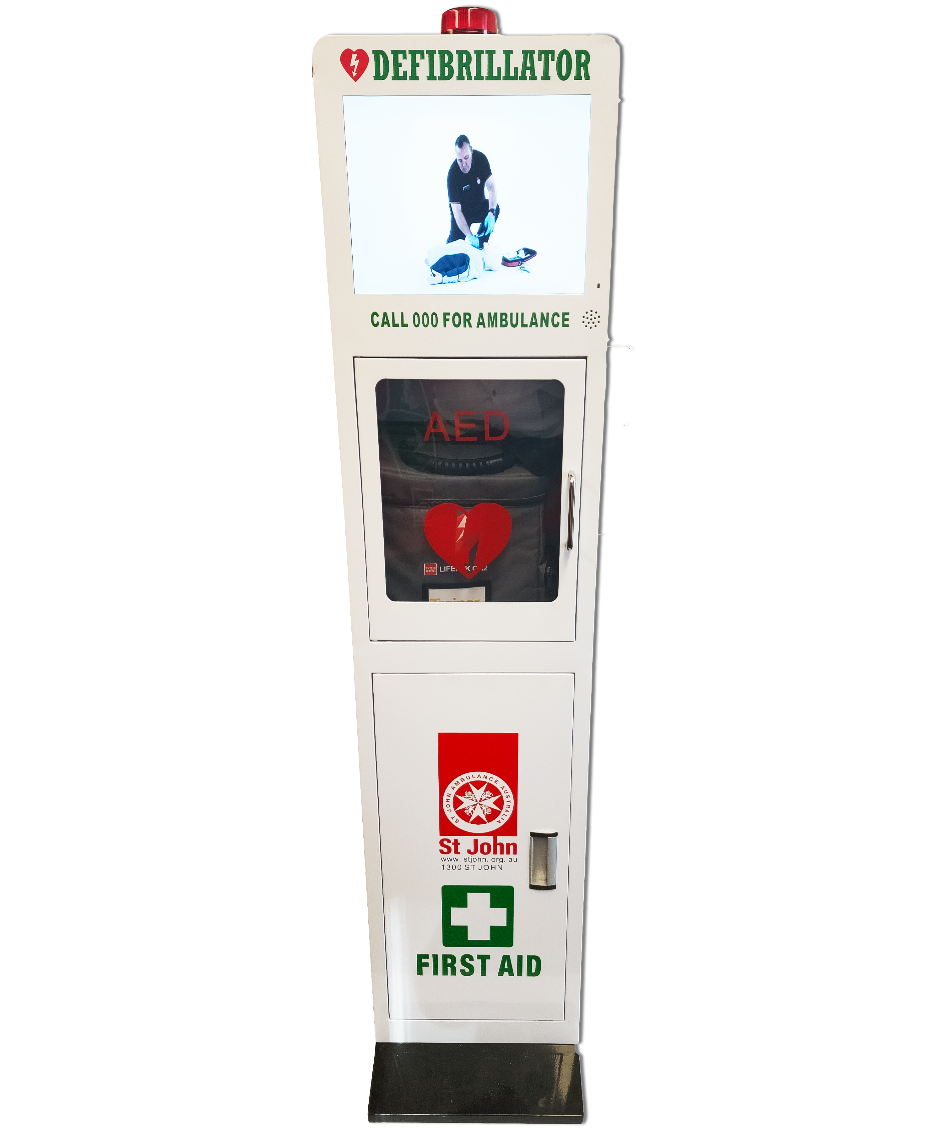 ST JOHN Defibrillator Cabinet Video Floor Stand AED Storage #353834