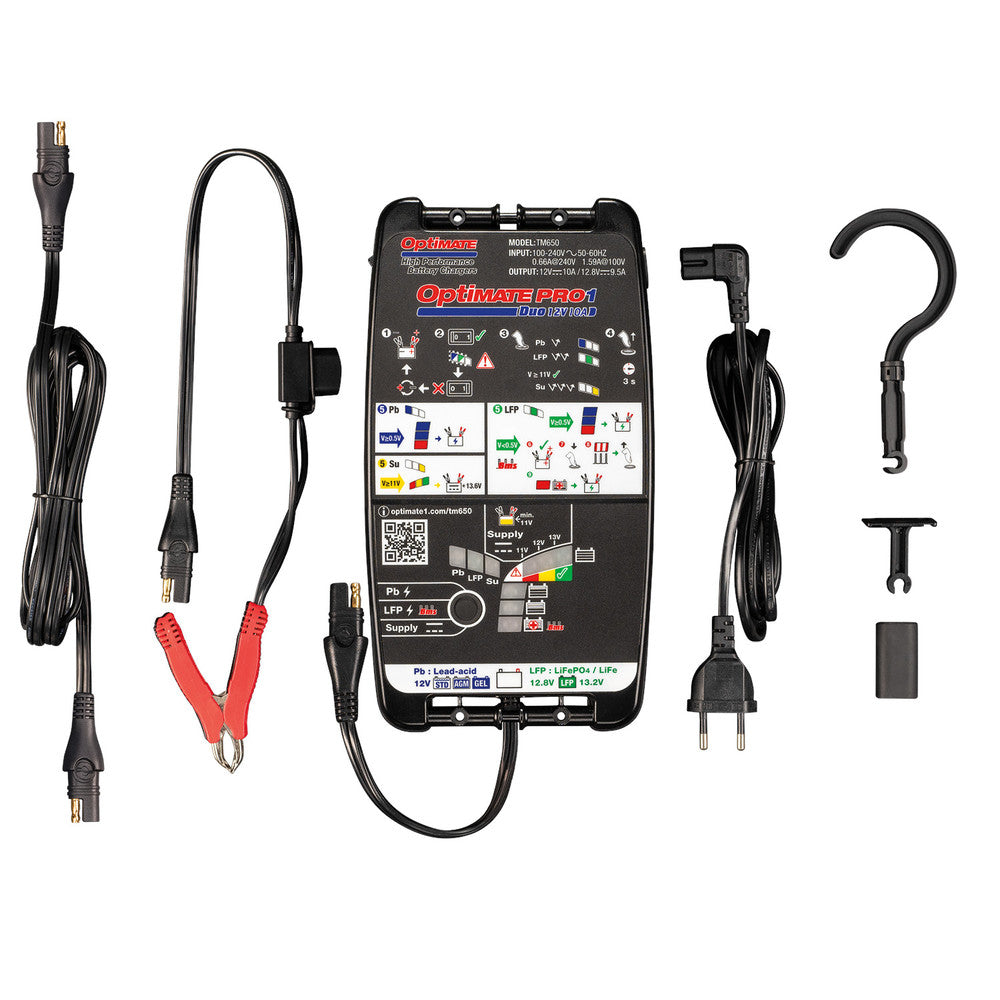 TECMATE Optimate PRO 1 DUO - Lithium and Lead Acid Smart Charger 10amp + diagnostic capability #4-TM650