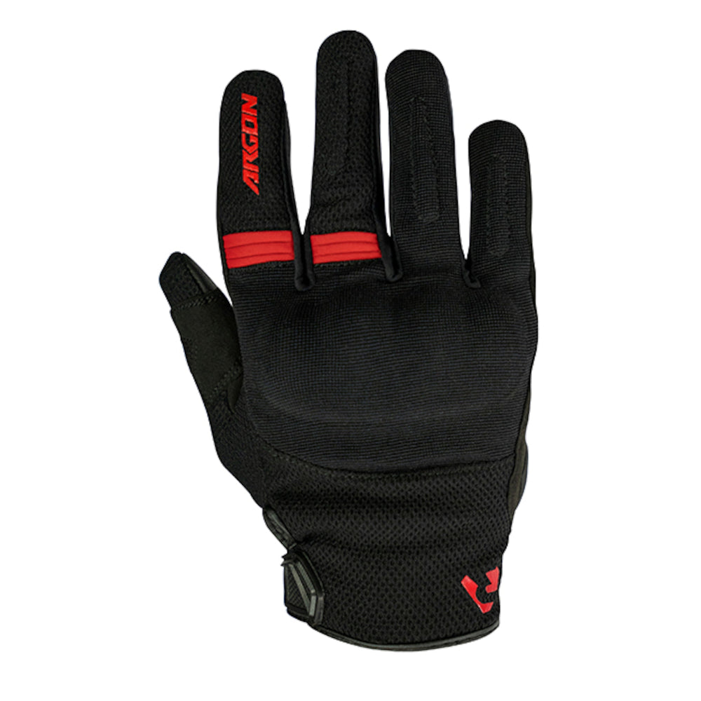 Argon Swift Short Cuff Textile Motorcycle Gloves-Black/Red-3XL #4006486