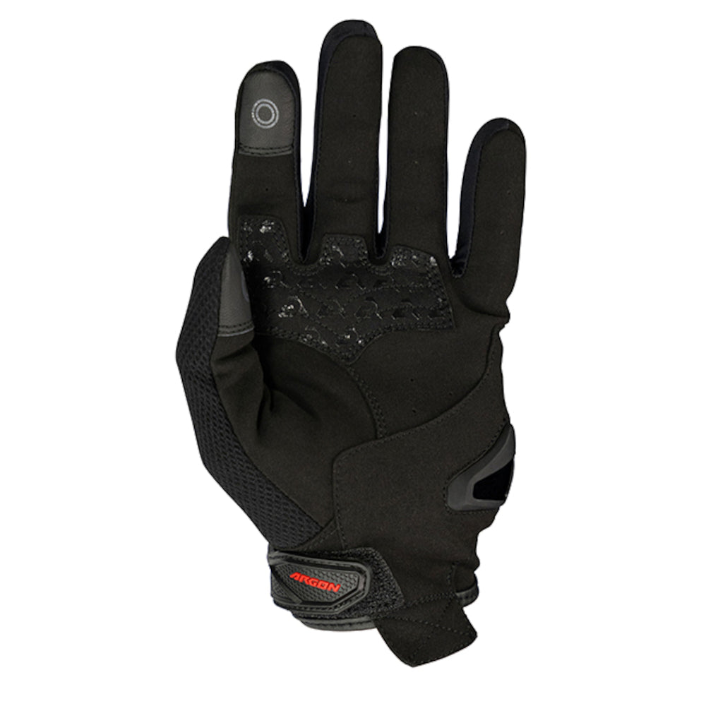 Argon Swift Short Cuff Textile Motorcycle Gloves-Black/Red-3XL #4006486