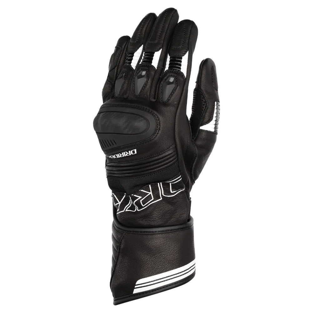 Dririder Torque Summer Leather Ladies Gloves – Long Cuff-Black/White-L #4007761