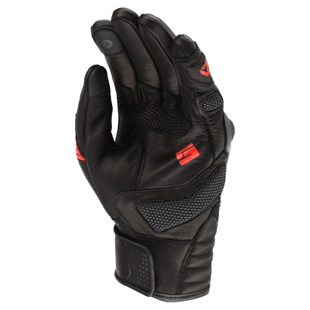 Dririder Torque Summer Leather Gloves – Short Cuff-Black/Grey/Red-XL #4007803