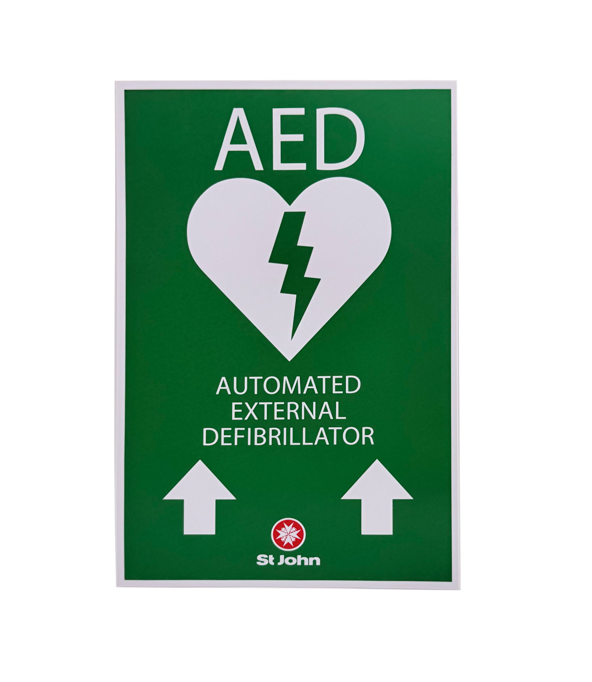 ST JOHN AED High-Vis Signage Up Arrows Emergency Defibrillator Sign #434877
