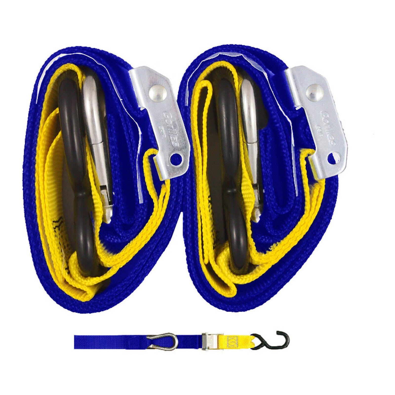 Gorillas Grip Tie Down 38mm S-Hook - Blue / Yellow Loop GGTD4UY#