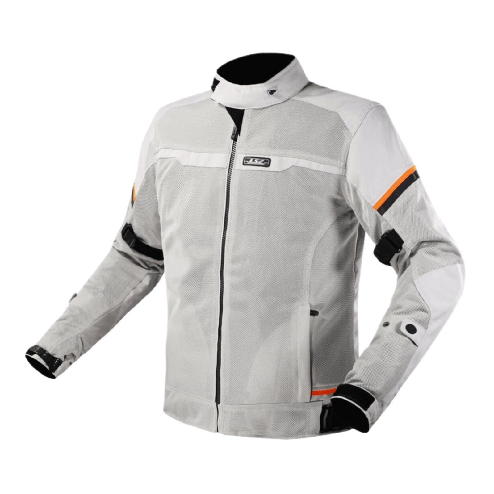 LS2 Riva Men's Jacket - Light Grey / Hi-Vis Orange (3XL) LS2A64100S01083XL#
