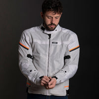 LS2 Riva Men's Jacket - Light Grey / Hi-Vis Orange (XL) LS2A64100S0108XL#