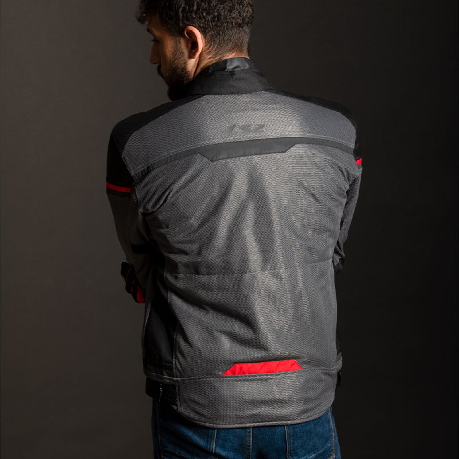 LS2 Riva Men's Jacket - Black / Dark Grey / Red (5XL) LS2A64100S01125XL#