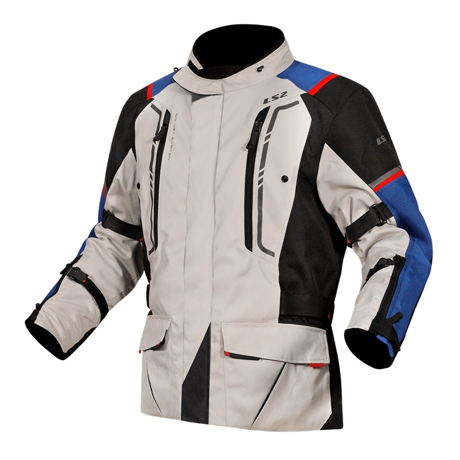 LS2 Narvik Men's Jacket - Blue / Black / Grey / Red (XL) LS2A64250W0132XL#