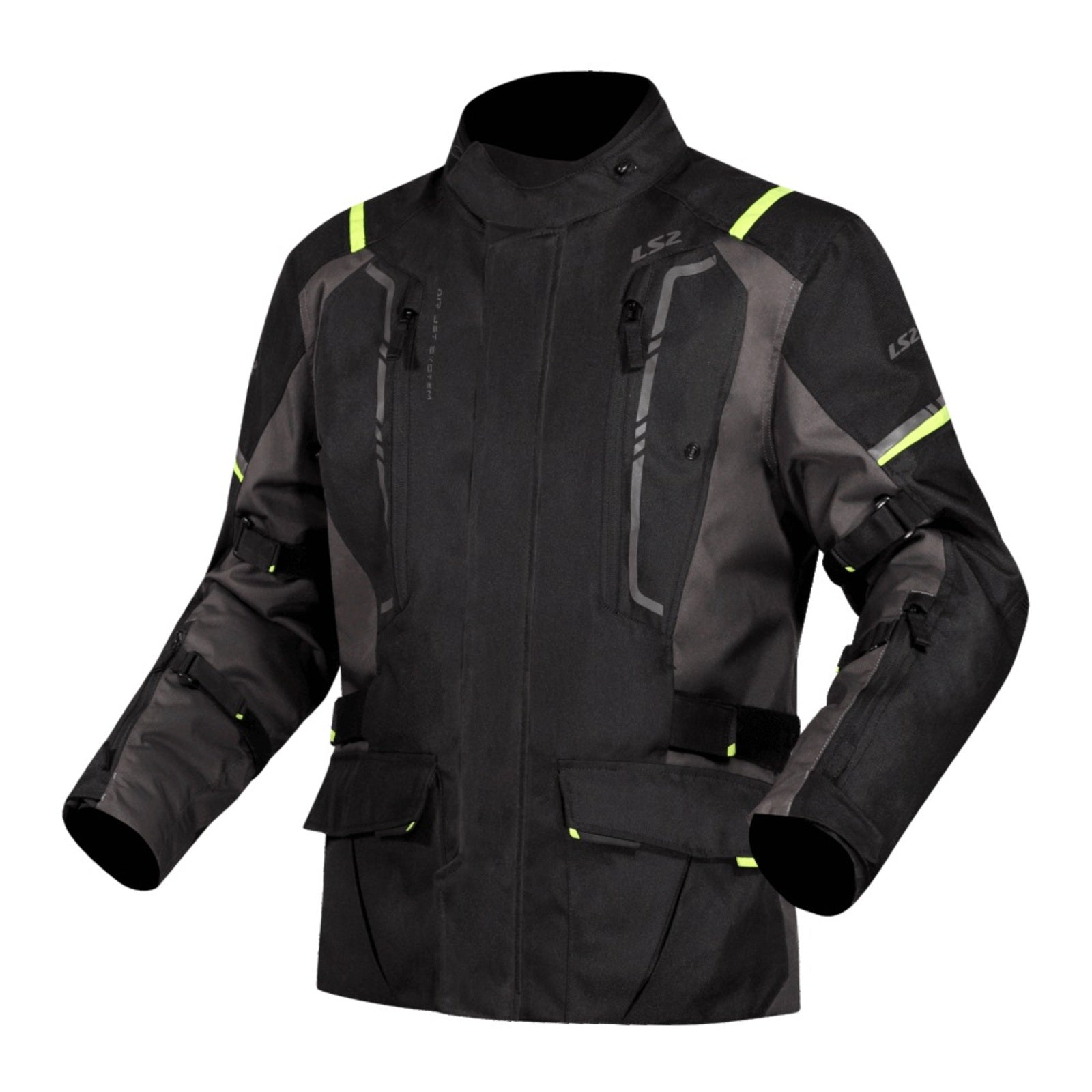 LS2 Narvik Men's Jacket - Grey/Black / Hi-Vis Yellow (M) LS2A64250W0154MED#
