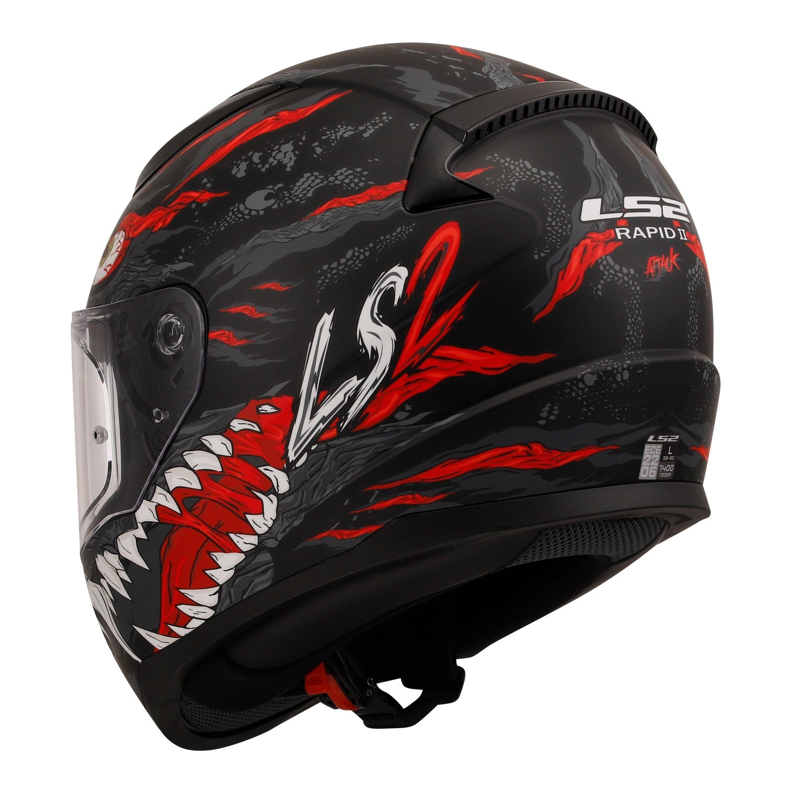 LS2 FF353 Rapid II (M) Kaiju - Matte Black / Red / White 06 LS2FF3532KAIJUM#