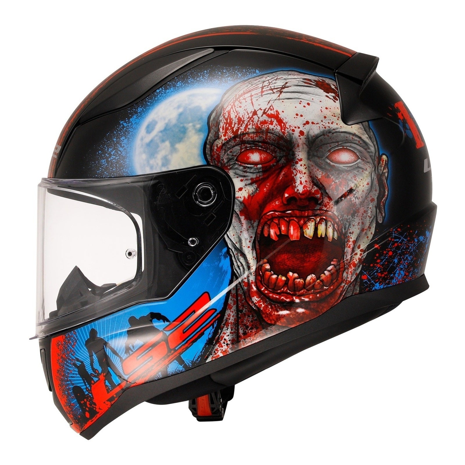 LS2 FF353 Rapid II (XS) Zombie - Gloss Black / Red / White 06 LS2FF3532ZOMXS#