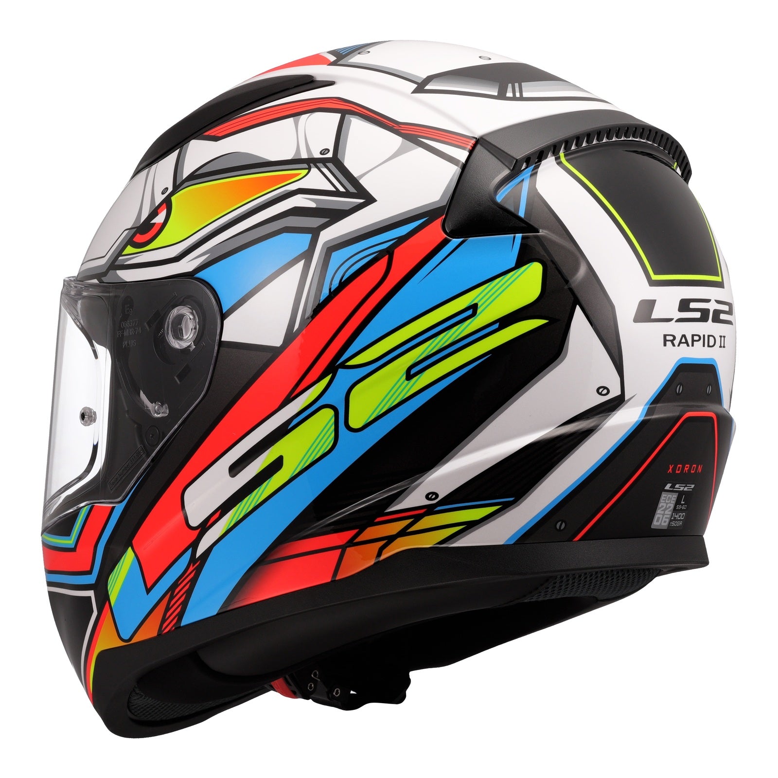 LS2 FF353 Rapid II Xdron Helmet - White / Hi-Vis Orange / Blue (S) LS2FF353XDRONS#
