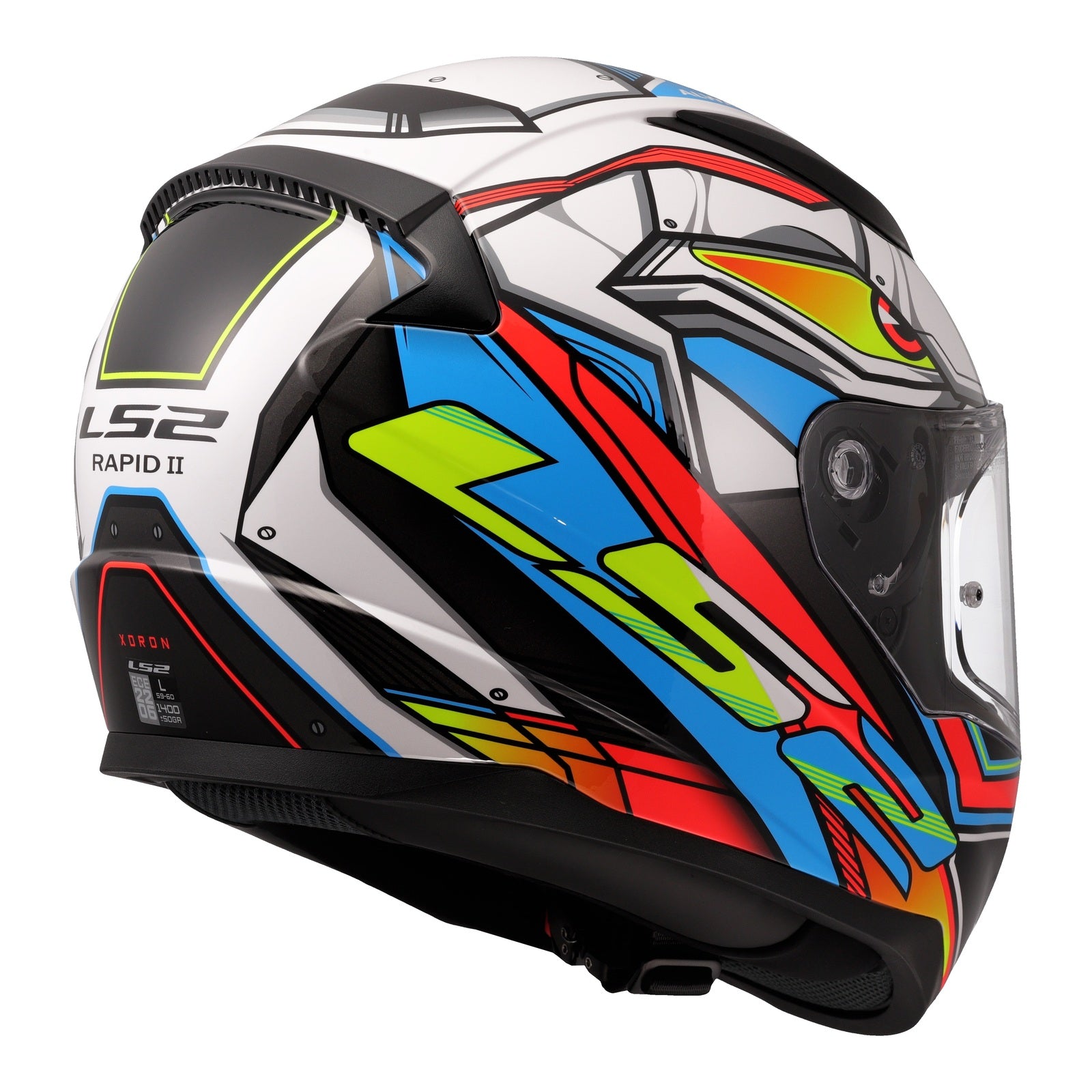 LS2 FF353 Rapid II Xdron Helmet - White / Hi-Vis Orange / Blue (S) LS2FF353XDRONS#