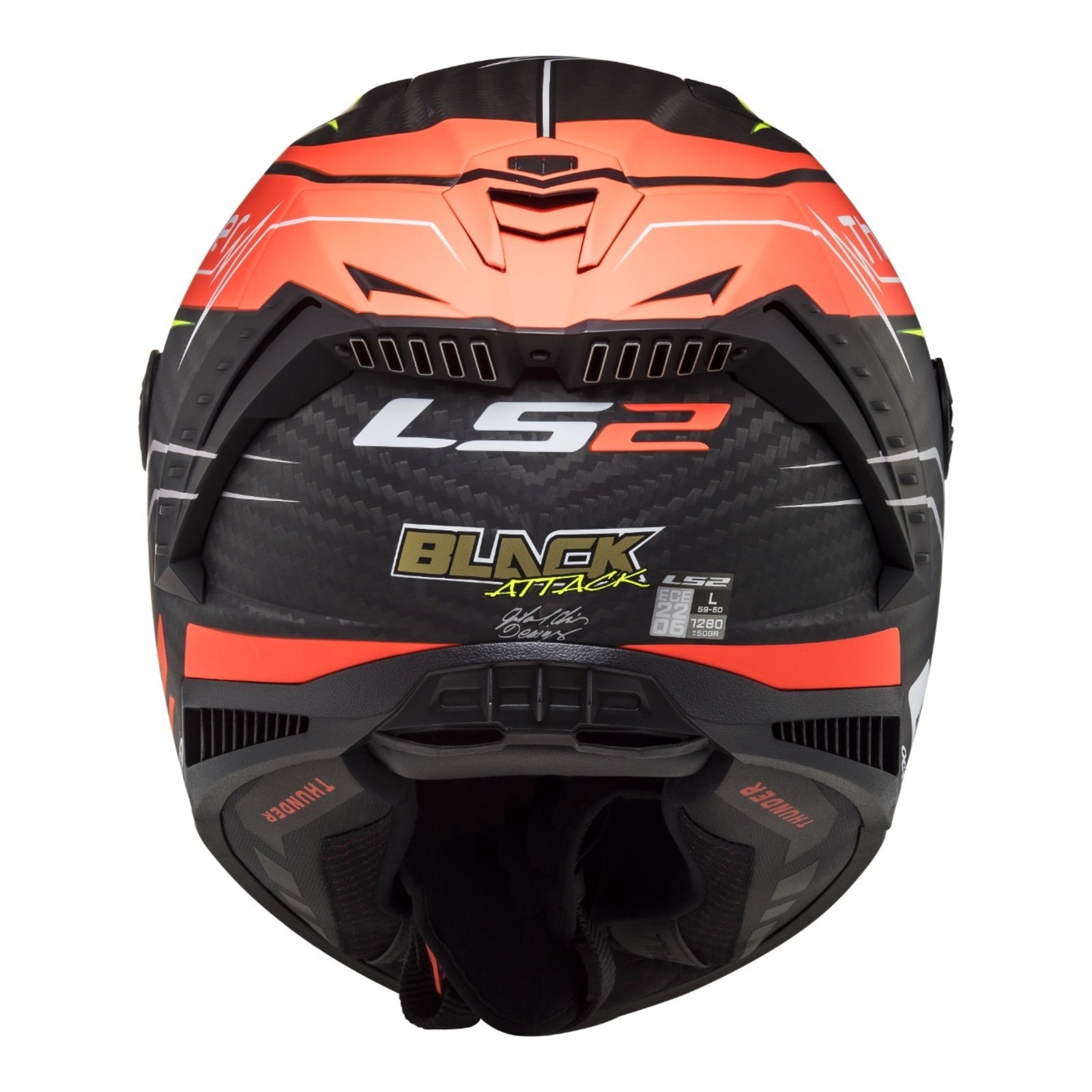 LS2 FF805C Thunder Carbon (2XL) Attack - Matte Red / Hi-Vis Yellow 06 LS2FF805ATTRED2XL#