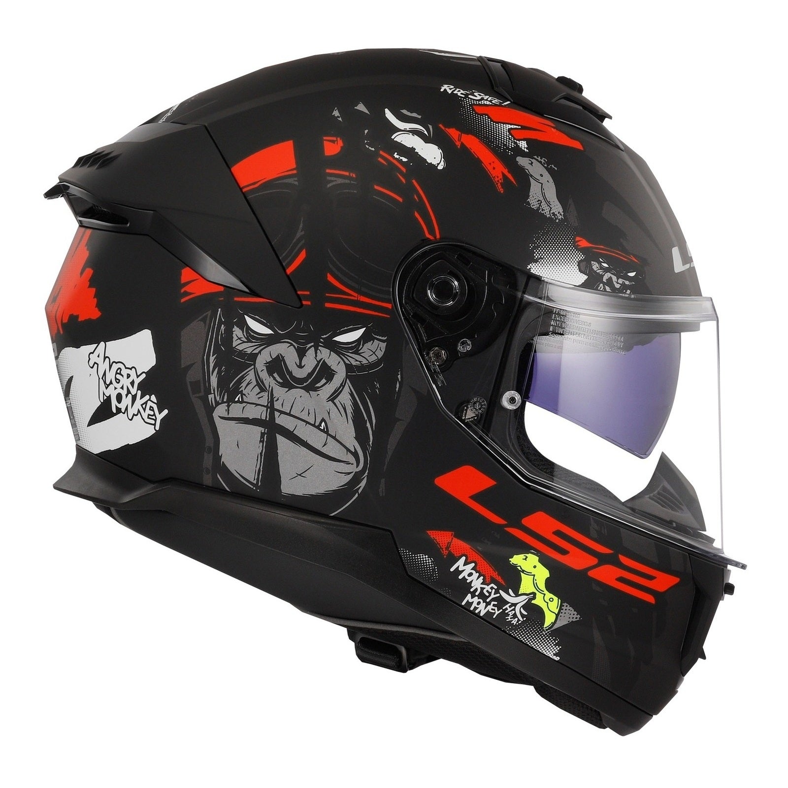 LS2 FF808 Stream II (S) Angry Monkey - Matte Black / Red 06 LS2FF8082AMNKYS#