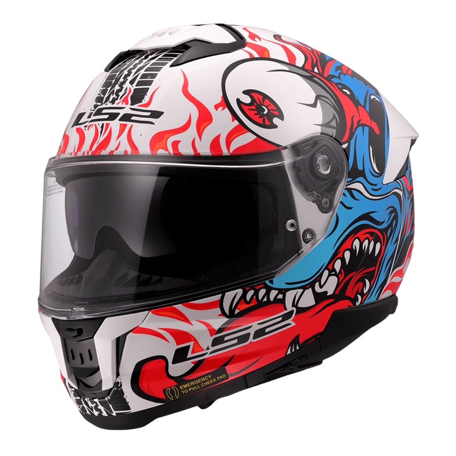 LS2 FF808 Stream II Inferno Helmet - White / Blue / Red (2XL) LS2FF808INFERNO2XL#