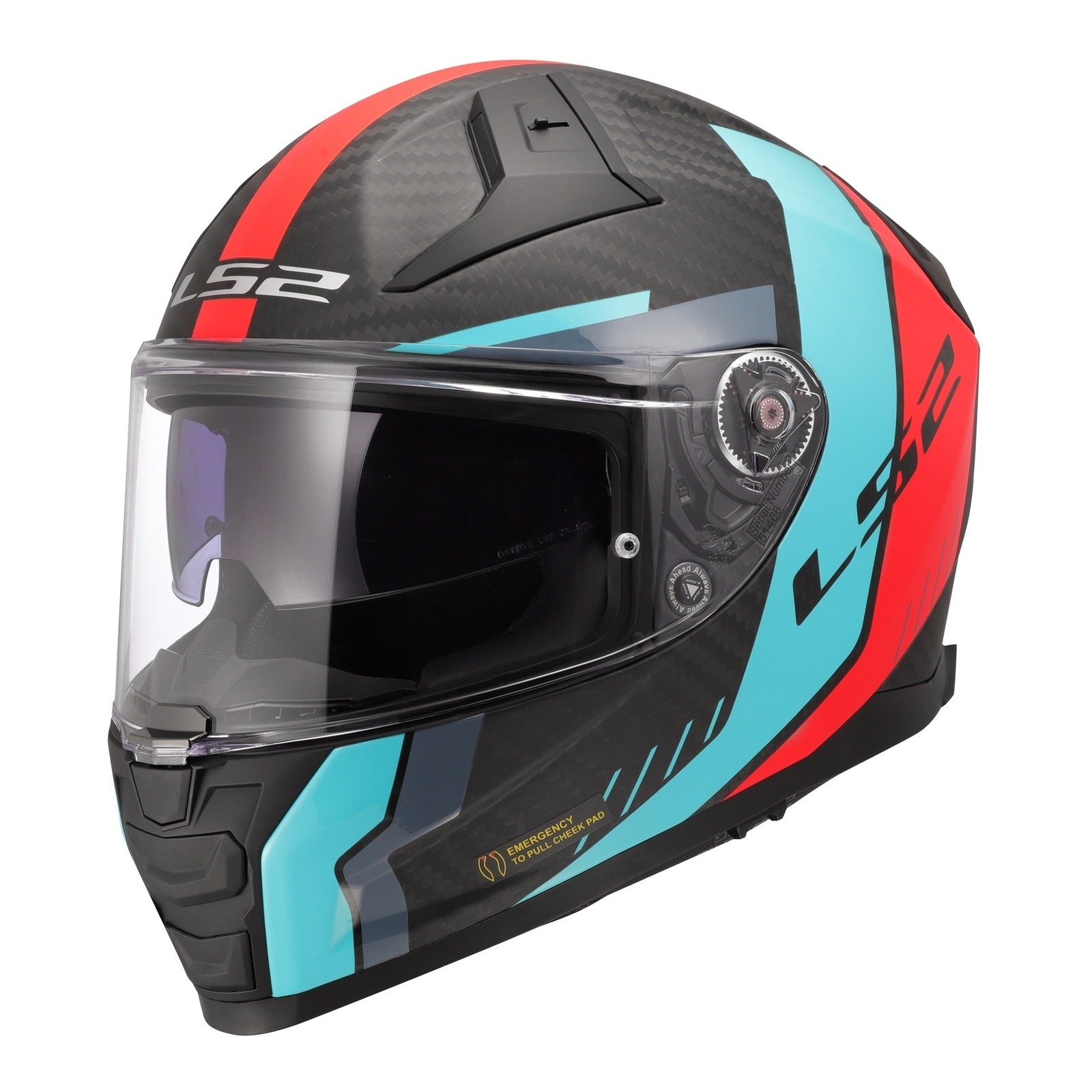 LS2 FF811 Vector II Carbon Grid Helmet - Red / Cyan (XL) LS2FF811CGRCXL#