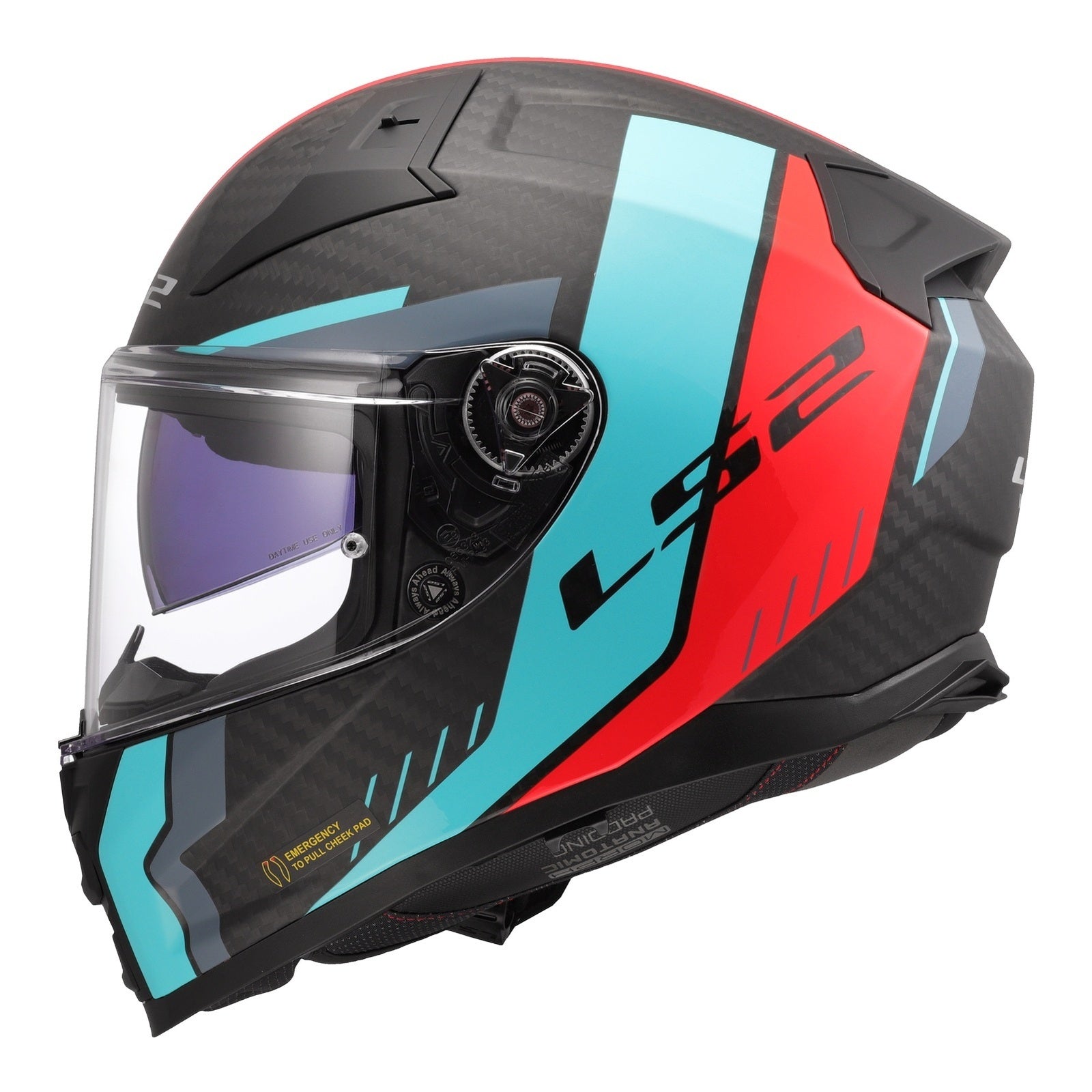 LS2 FF811 Vector II Carbon Grid Helmet - Red / Cyan (XL) LS2FF811CGRCXL#
