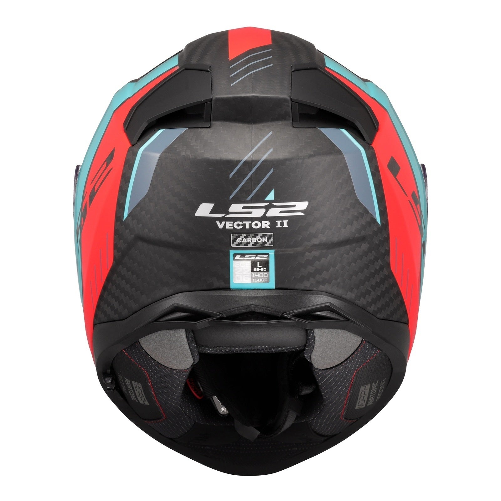 LS2 FF811 Vector II Carbon Grid Helmet - Red / Cyan (XL) LS2FF811CGRCXL#
