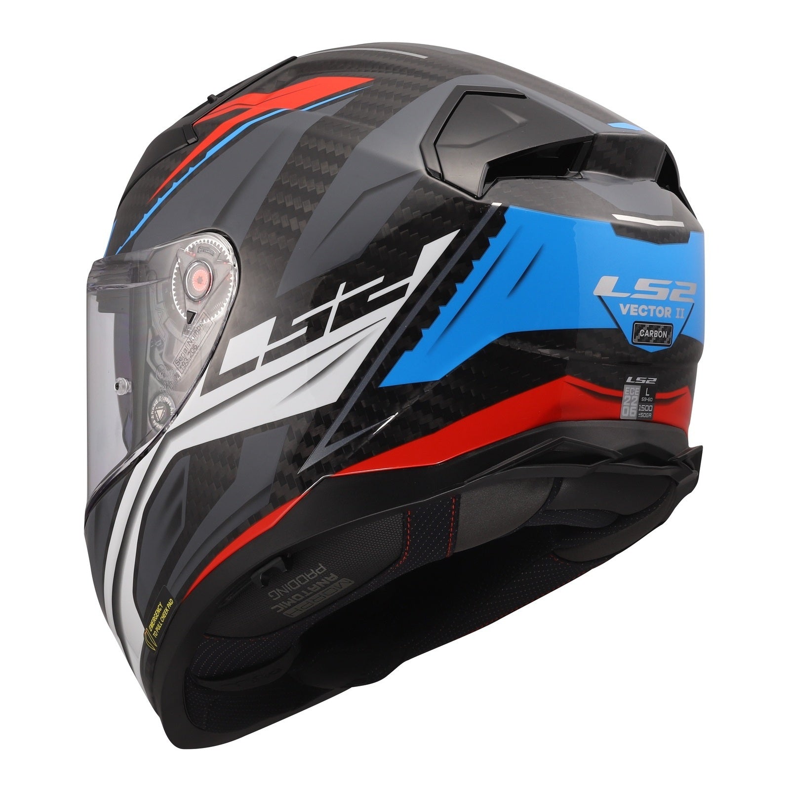 LS2 FF811 Vector II Carbon Savage Helmet - White / Blue / Red (L) LS2FF811CSWBRL#