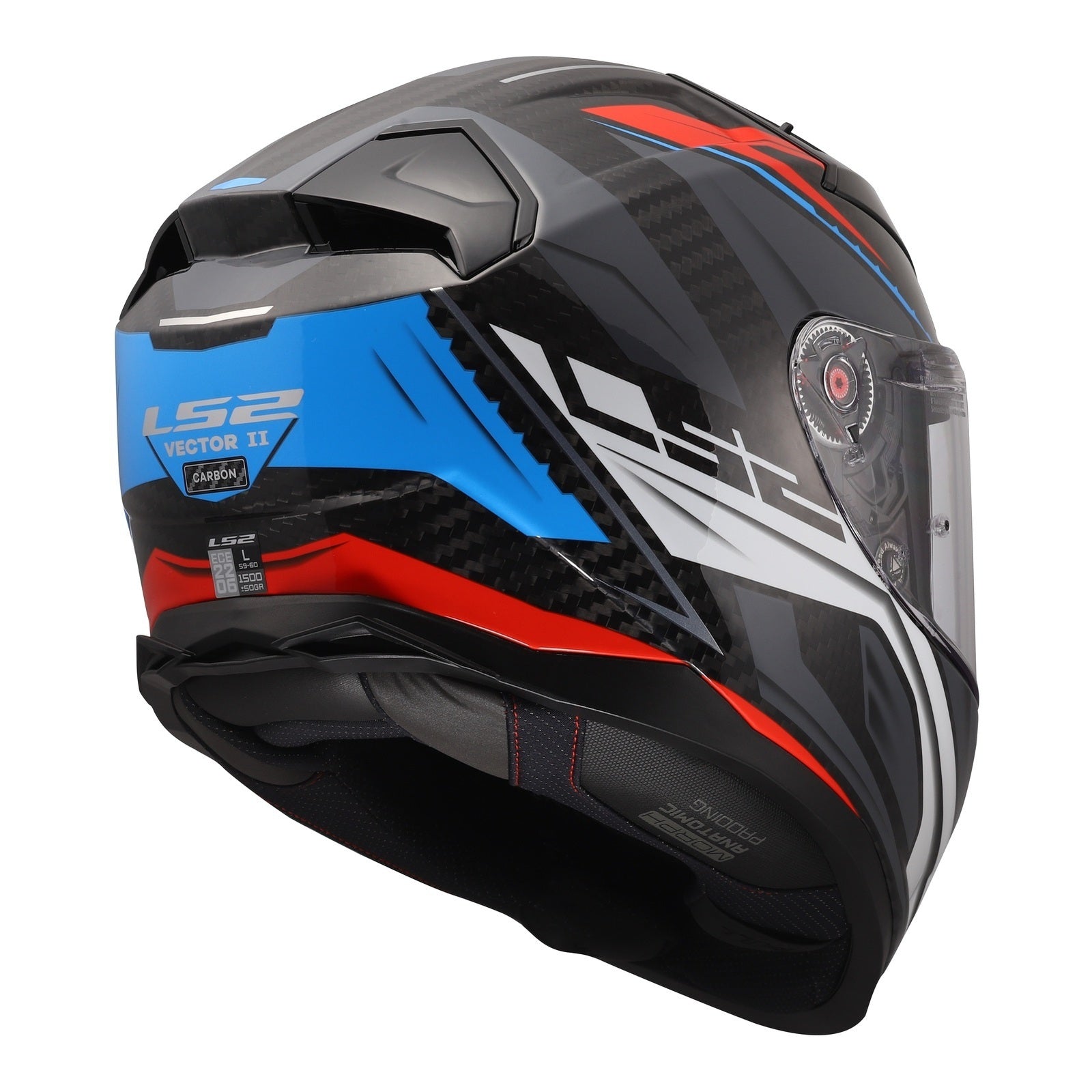 LS2 FF811 Vector II Carbon Savage Helmet - White / Blue / Red (M) LS2FF811CSWBRM#